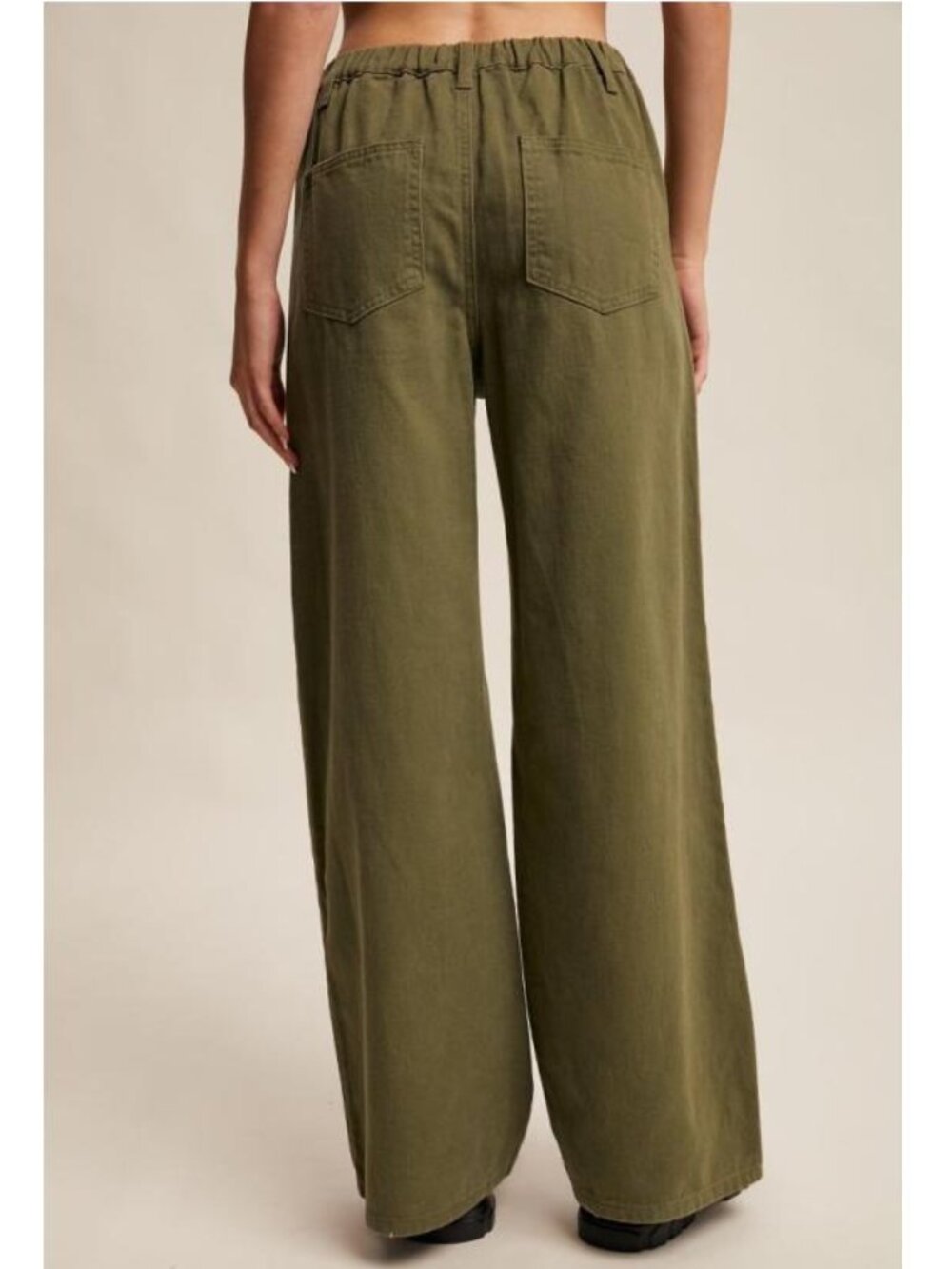 LISTICLE Wide Leg Puddle Hem Denim Pants Olive Green NWT - Picture 4 of 5